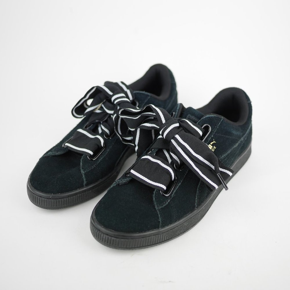 PUMA Black suede leather athletic sneakers shoes
